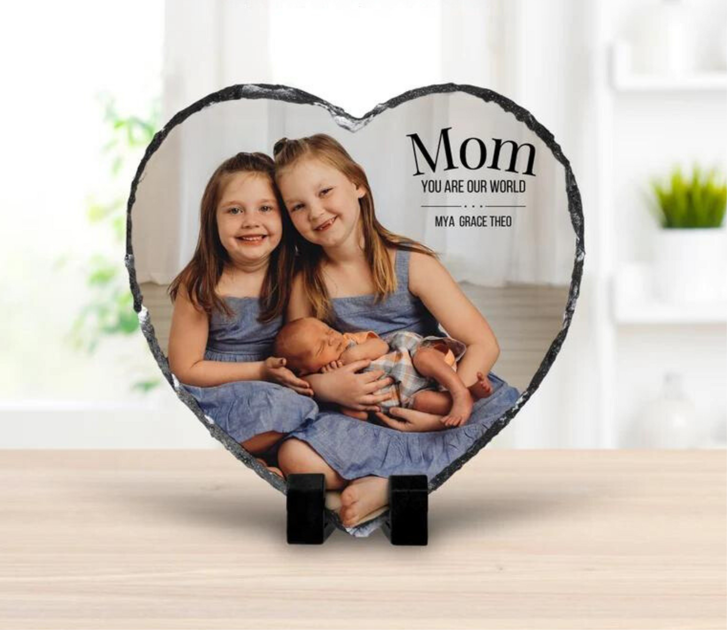 Heart Mom Photo Stone Plaque
