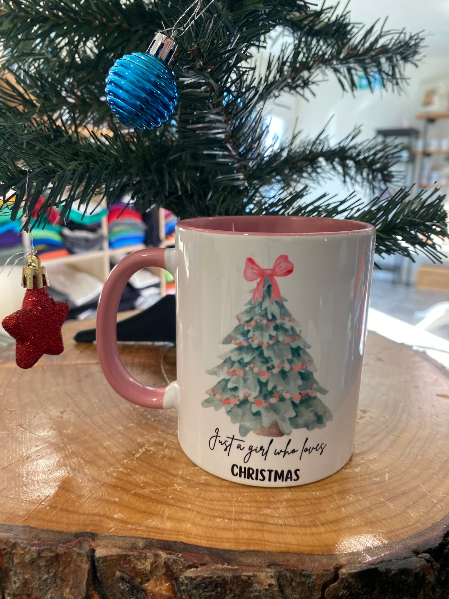 Girl Who Loves Christmas- Pink 11 oz mug