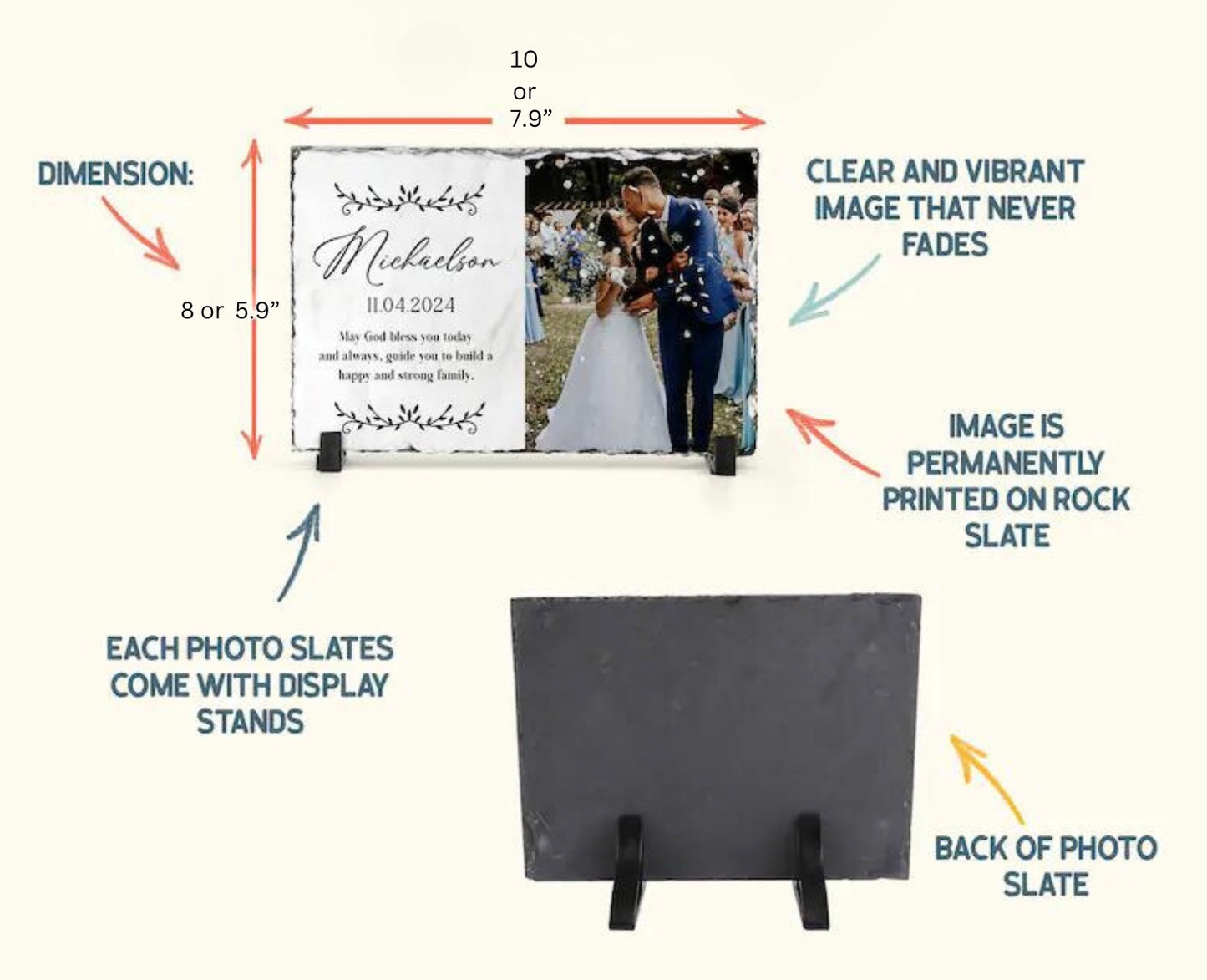 BlessedWedding Photo Stone Plaque