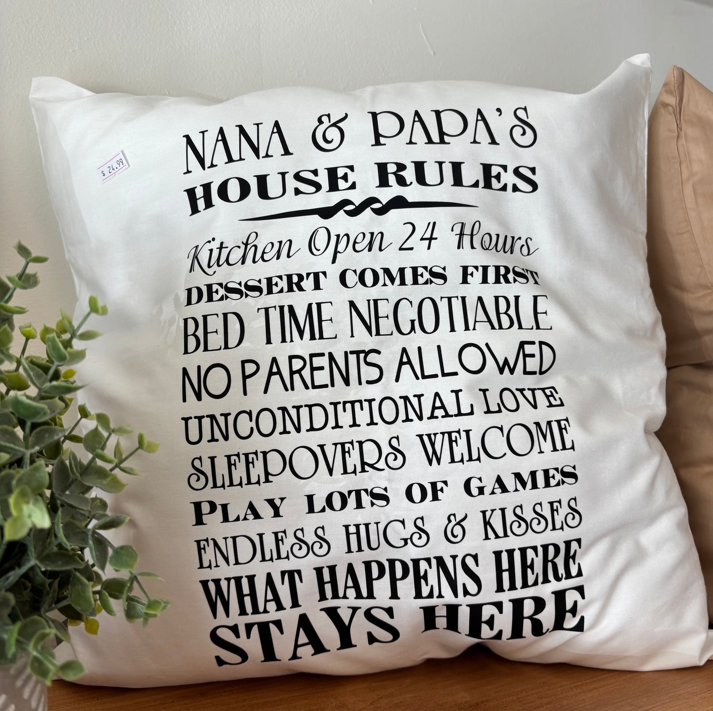 Nana & Papa’s Rules Pillow