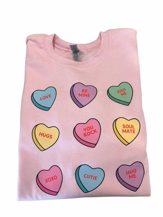 Candy Hearts Adult/Youth Crewneck