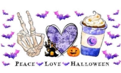 Peace Love Halloween Glass Mug - 16 oz