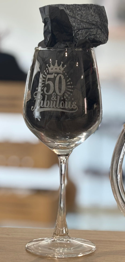 50 Wine Glass Engraved
