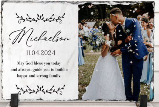 BlessedWedding Photo Stone Plaque