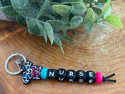 Nurse Beaded Keychain