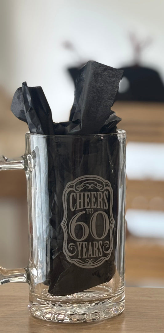 Cheers & to 60 years Beer Glass