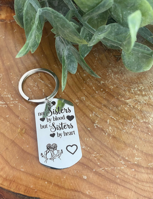 Sisters By Heart Keychain