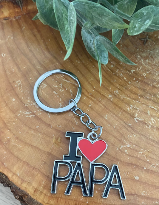 I Love Papa Keychain