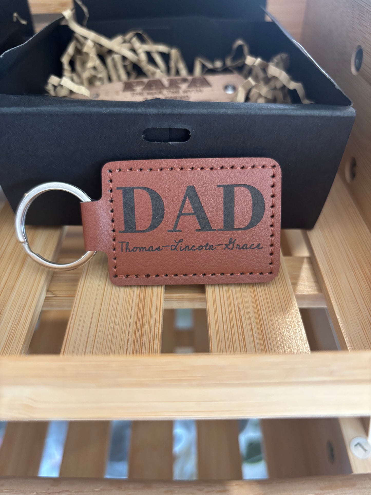 Custom Leather Dad Keychain