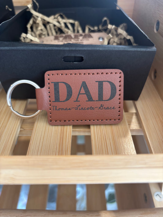 Custom Leather Dad Keychain