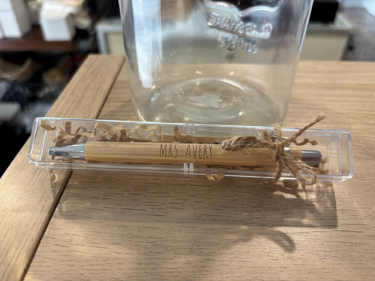 Engraved Teacher Bamboo Pen