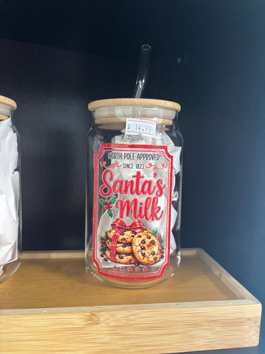 Santa’s Milk Glass with Straw